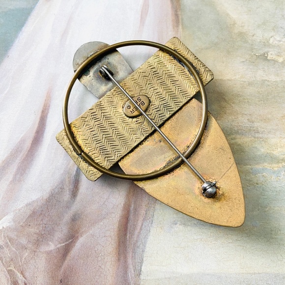 Modernist Marjorie Baer SF Brass Copper Silver Plate Brooch Collectible … - Picture 3 of 4